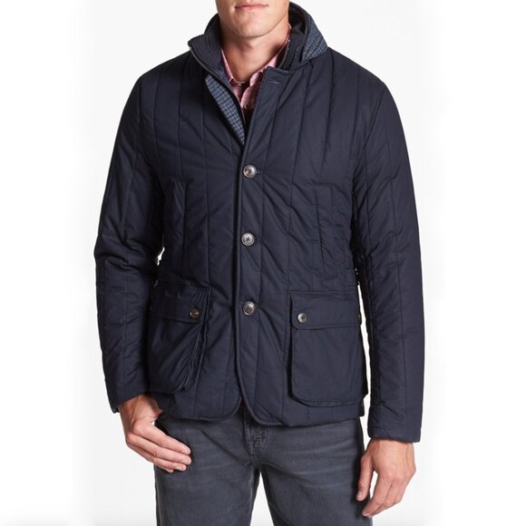 Ted Baker Navy Quilted Jacket Sz 3 M Medium - Picture 1 of 8